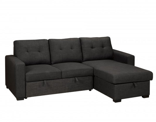 Monton Grey Fabric Sectional Sofa Bed with Storage Chaise, Pull-Out Sleeper