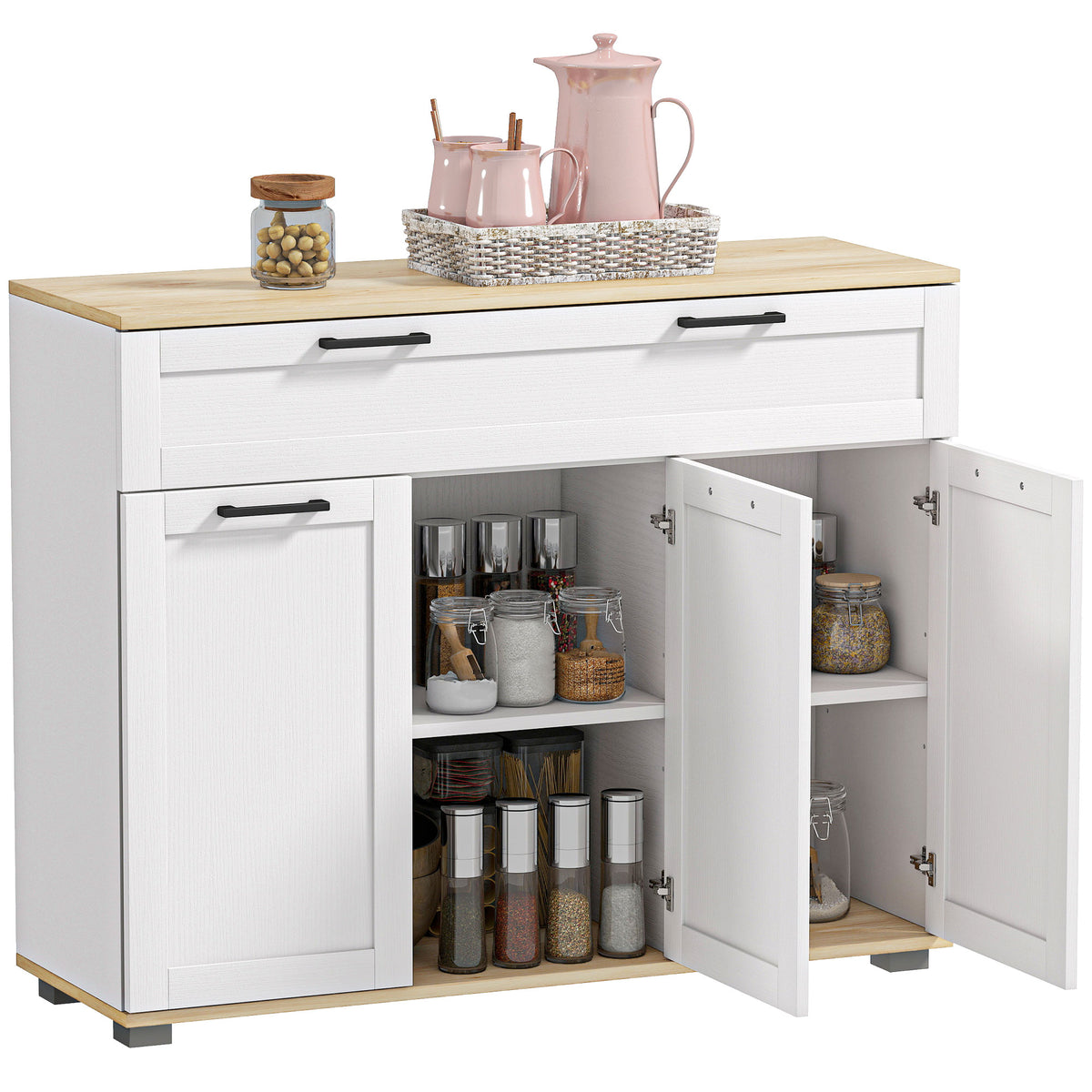 Modern Coffee Bar Cabinet with Wide Drawer – 39"W x 31"H