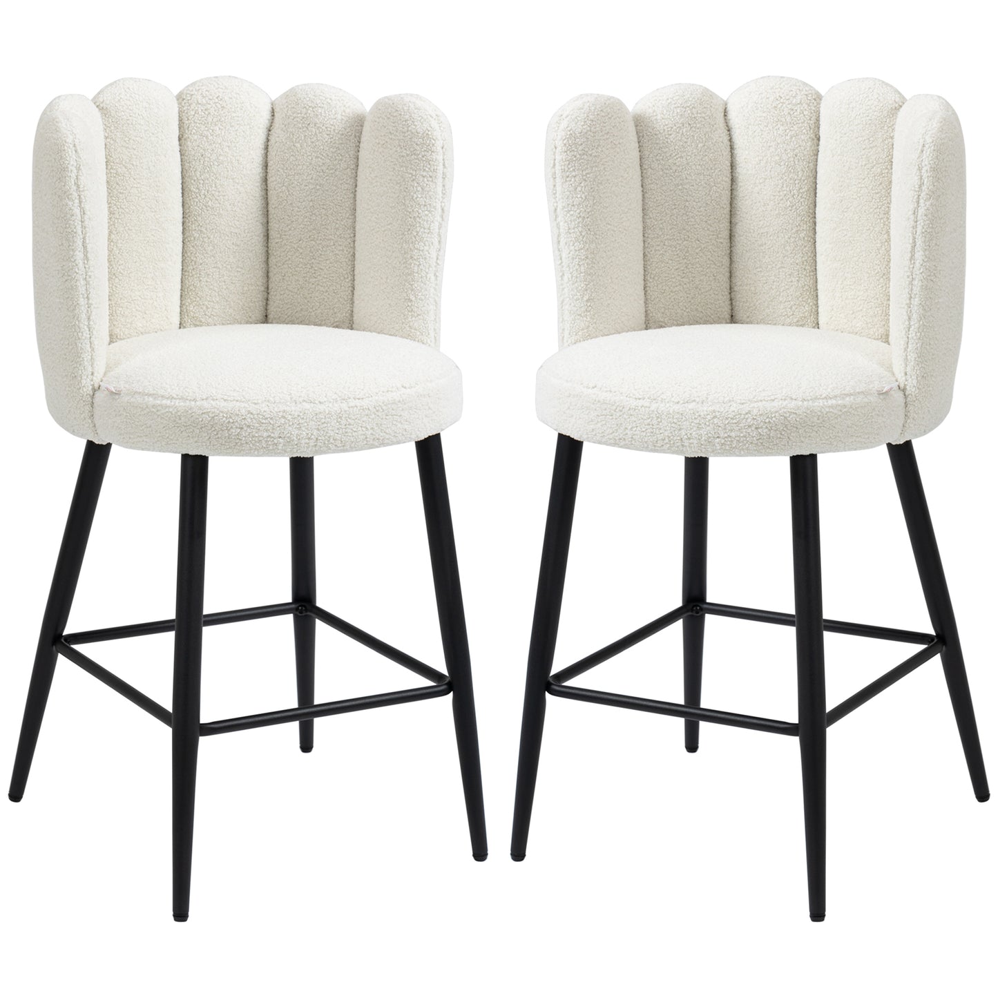 Luxurious Cream Faux Cashmere Counter Height Bar Stools Set of 2