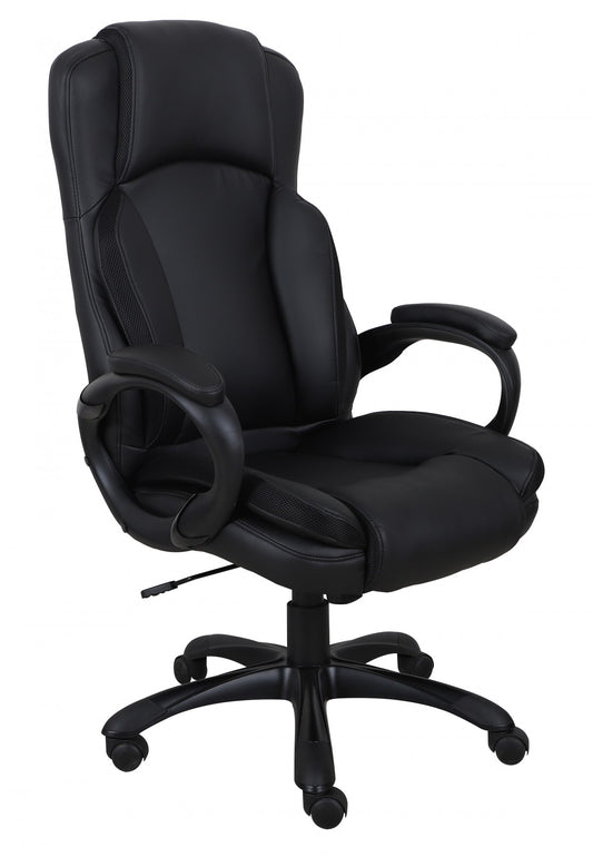 Ergonomic High-Back Office Chair with Gas Lift, Fabric Upholstery, Black