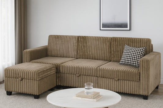 Corduroy Modular Sectional – Brown