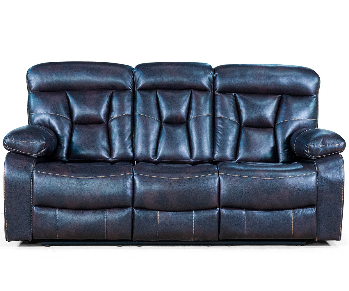 Gaston Dark Brown Manual Recliner Sofa with Cup Holders, Leathaire Upholstery