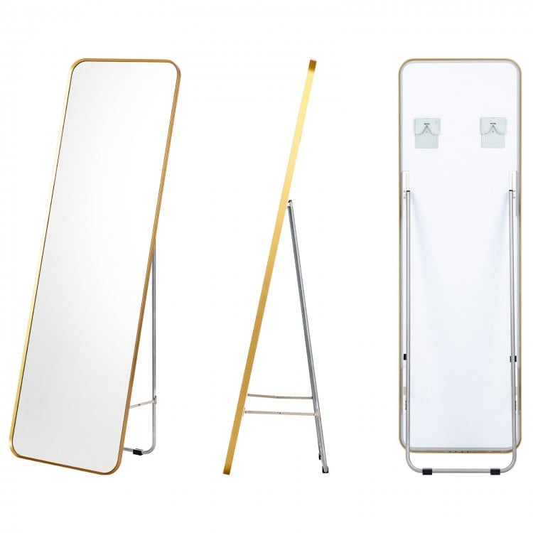 Full Length Wall Mounted Hanging Mirror with Stand Free Standing Body