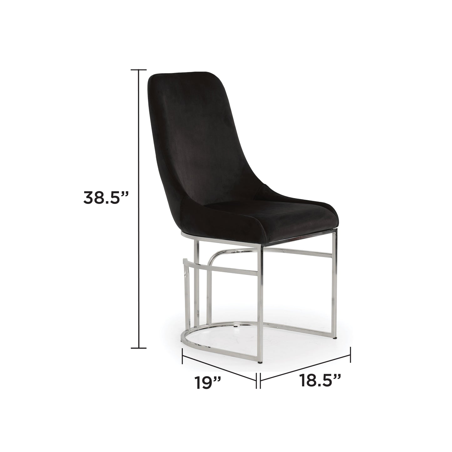 Emerald Velvet Dining Chair with Stainless Steel Legs Black
