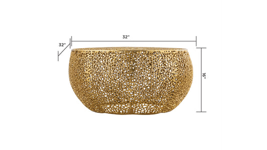 T3502-35 Modern Round Aluminum Casted Coffee Table in Gold