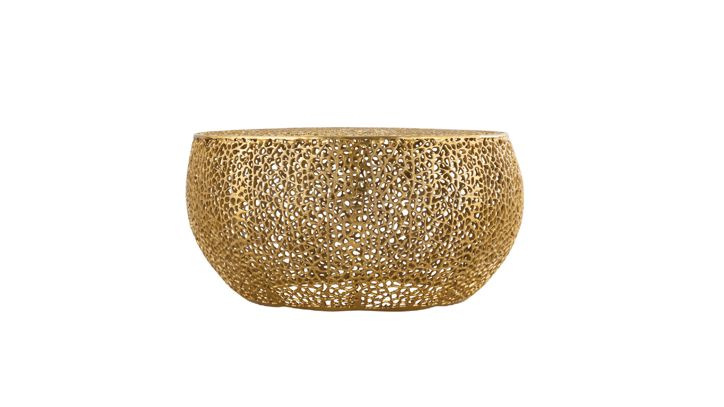 T3502-35 Modern Round Aluminum Casted Coffee Table in Gold