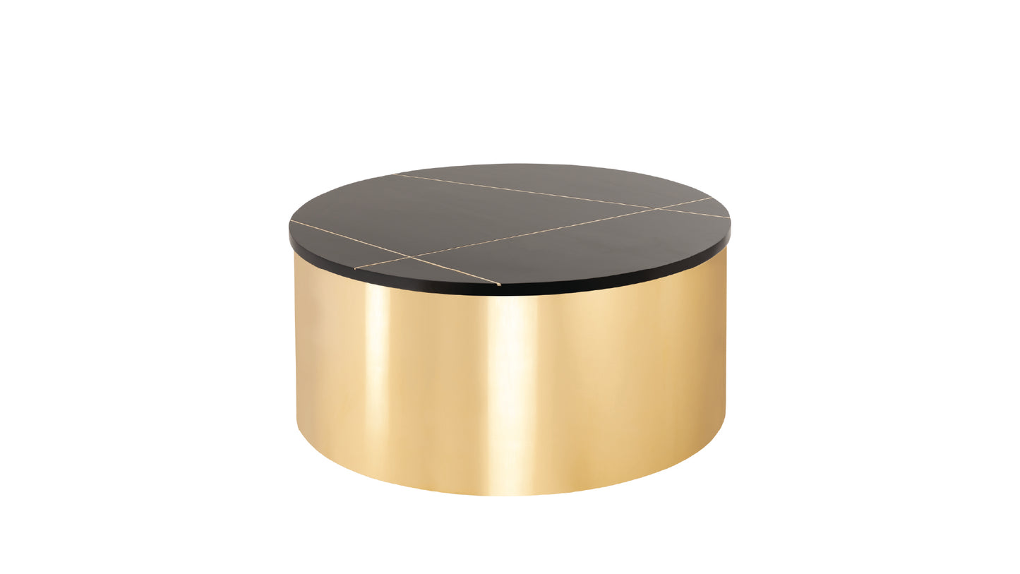 805-3 Modern Gold 3-Piece Circular Coffee and End Table Set