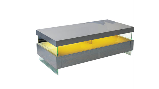Modern Ria Coffee Table with LED Light in Light Grey
