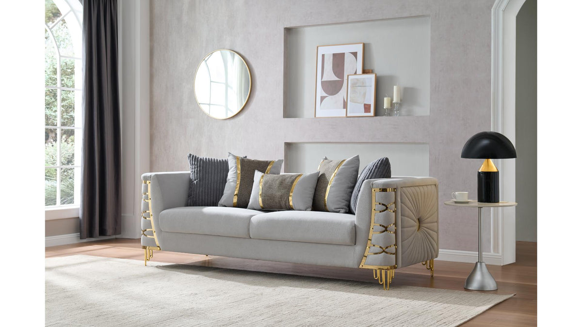 Contella Velvet Sofa, Loveseat & Chair Set