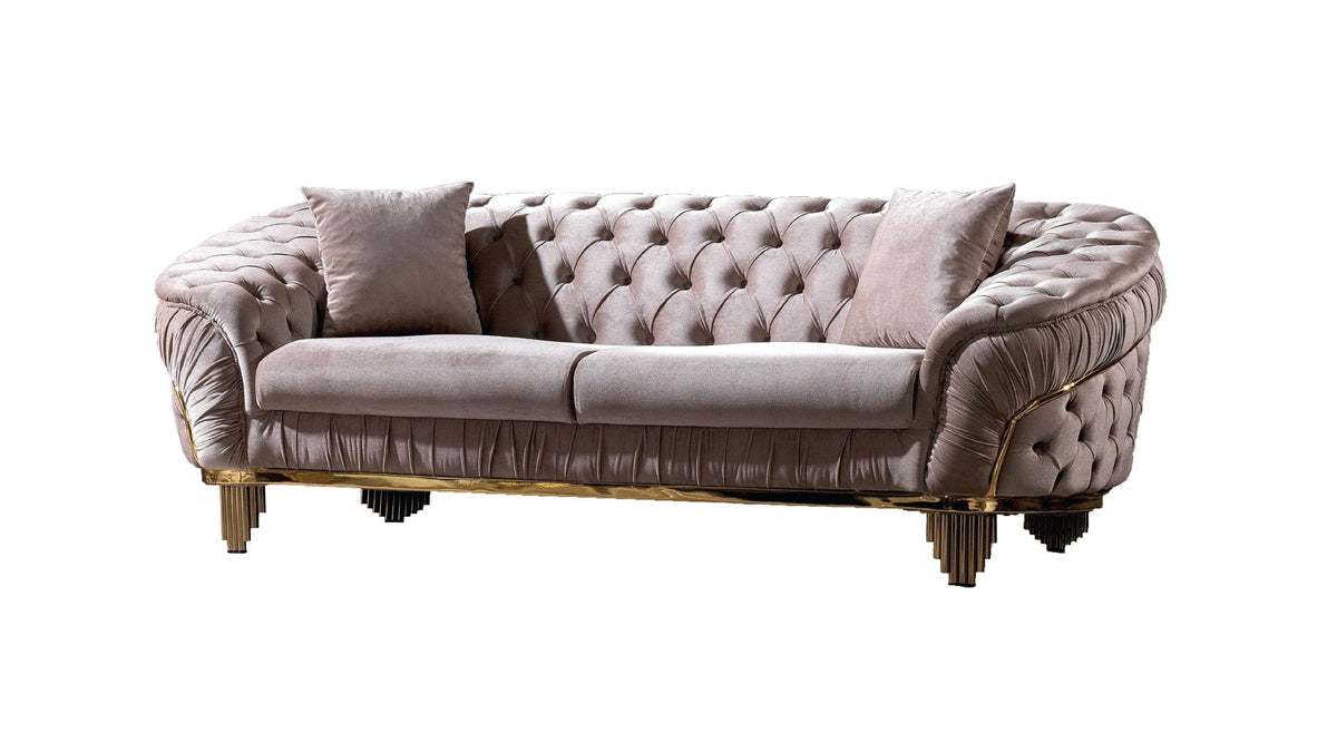 Vanora Velvet Sofa, Loveseat & Chair Set