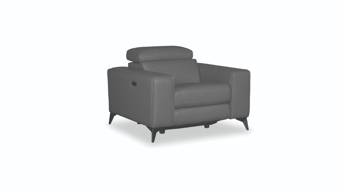 Amiyah Grey Power Leather Match Recliner with Adjustable Headrest