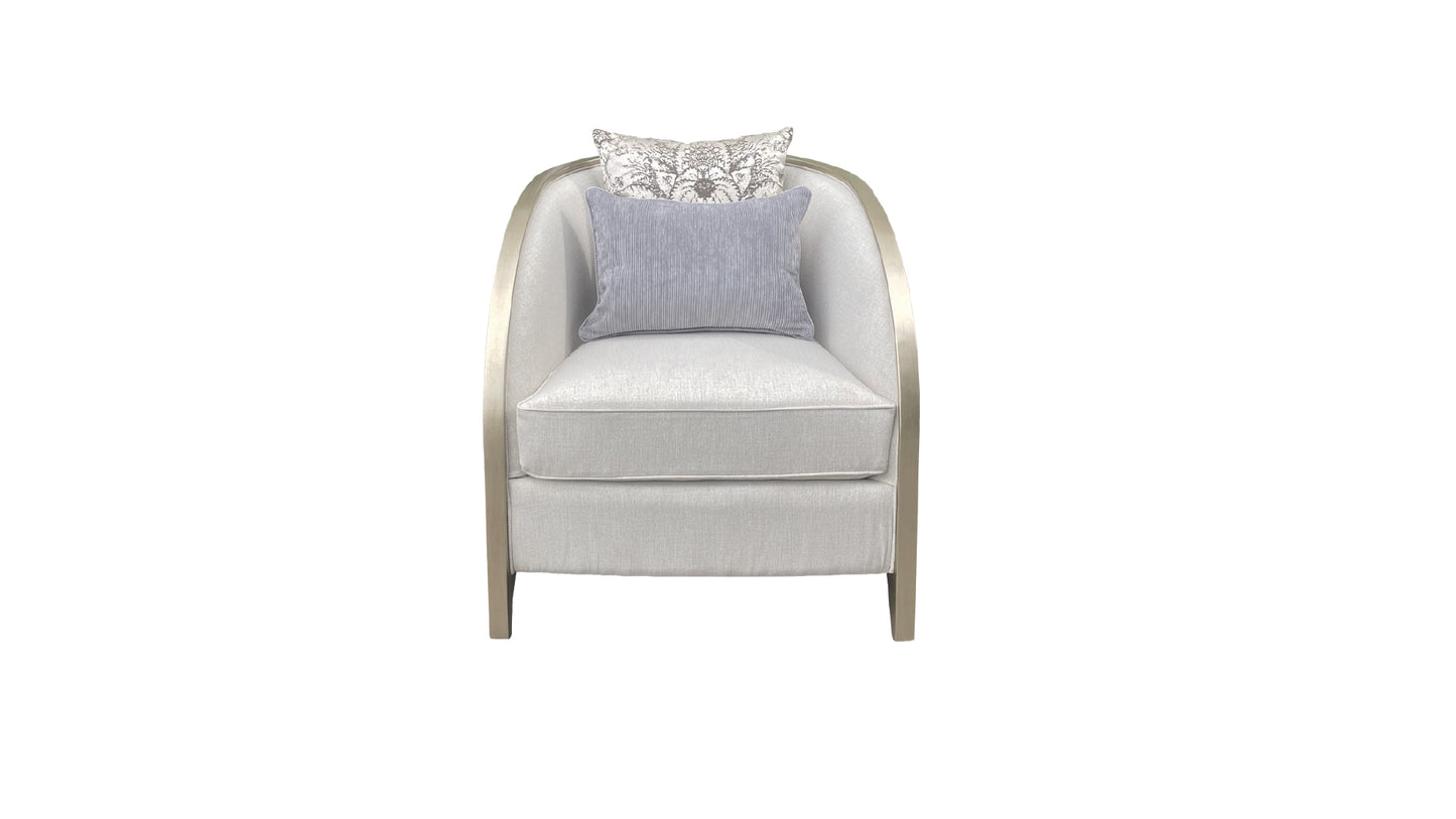 Scarlett Elegant Wood Trimmed Traditional Beige Living Room Chair