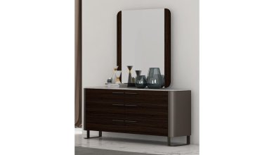 Germani Modern King Bed Brown with LED Headboard and PU Leather
