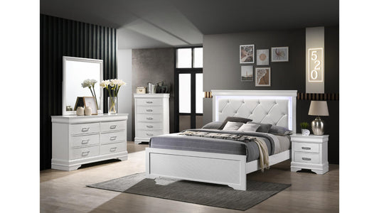 B1771-Grover Modern Grey Lacquer 5-Piece Bedroom Set with LED