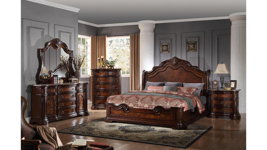B1101-Bombay Traditional Solid Wood Bedroom Furniture Collection with Cherry Finish