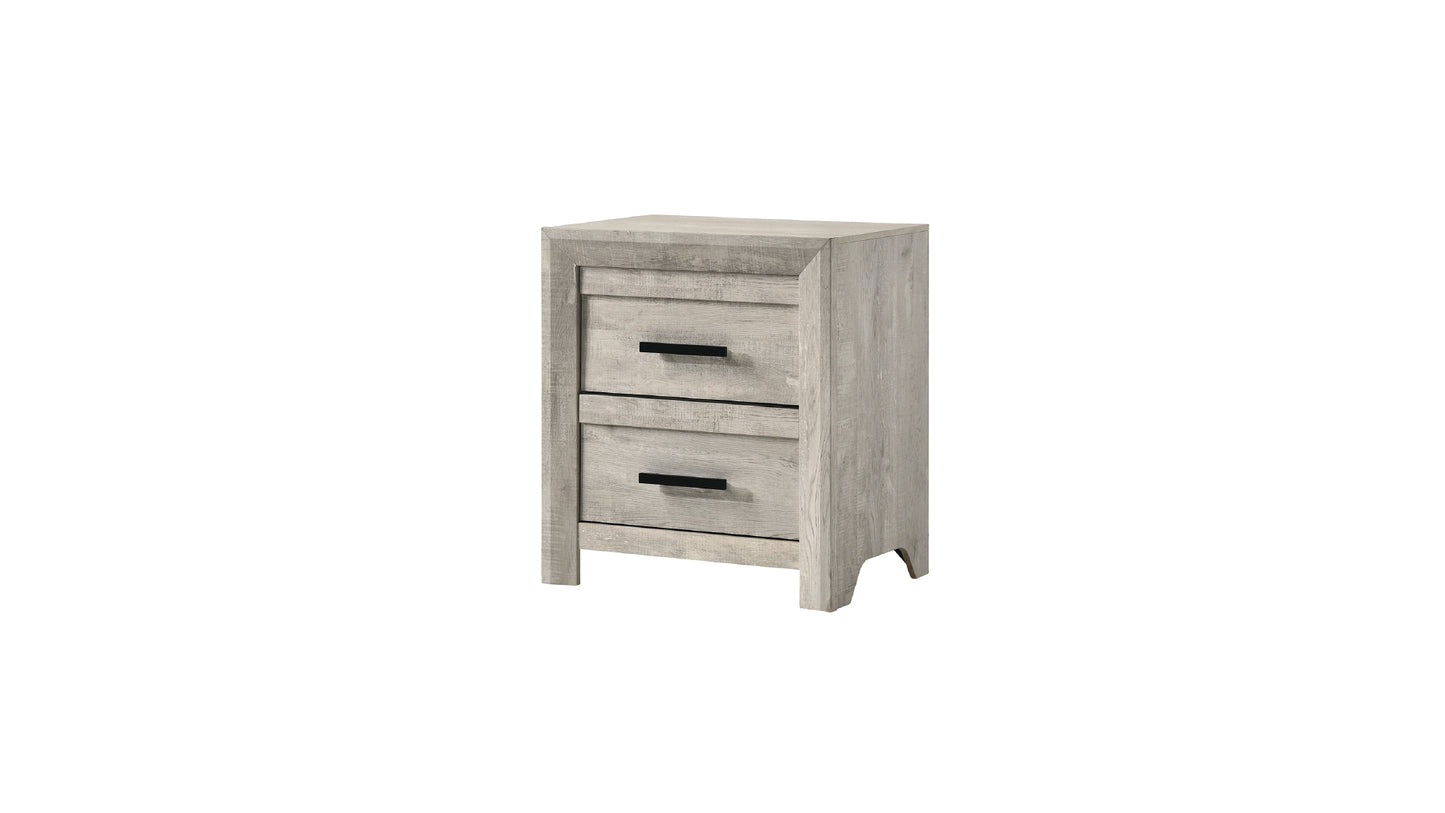 Denver Modern Farmhouse Light Grey 5-Piece Bedroom Set with Chevron Details