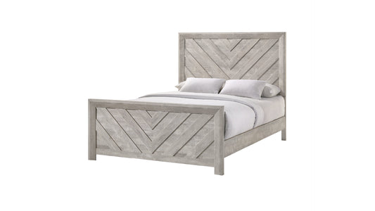 Denver Modern Farmhouse Light Grey 5-Piece Bedroom Set with Chevron Details