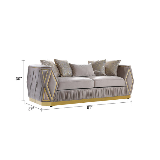 Kibara Velvet Sofa, Loveseat & Chair Set