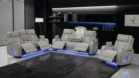 Fortessa Faux Leather Power Reclining Sofa, Loveseat & Chair Set