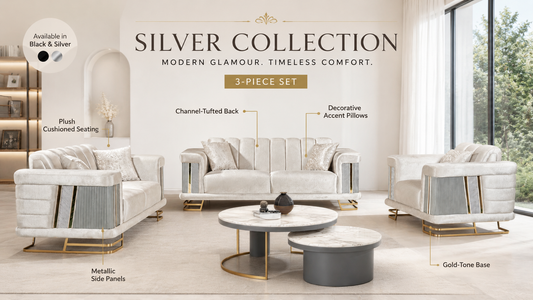 Percival Velvet Sofa, Loveseat & Chair Set