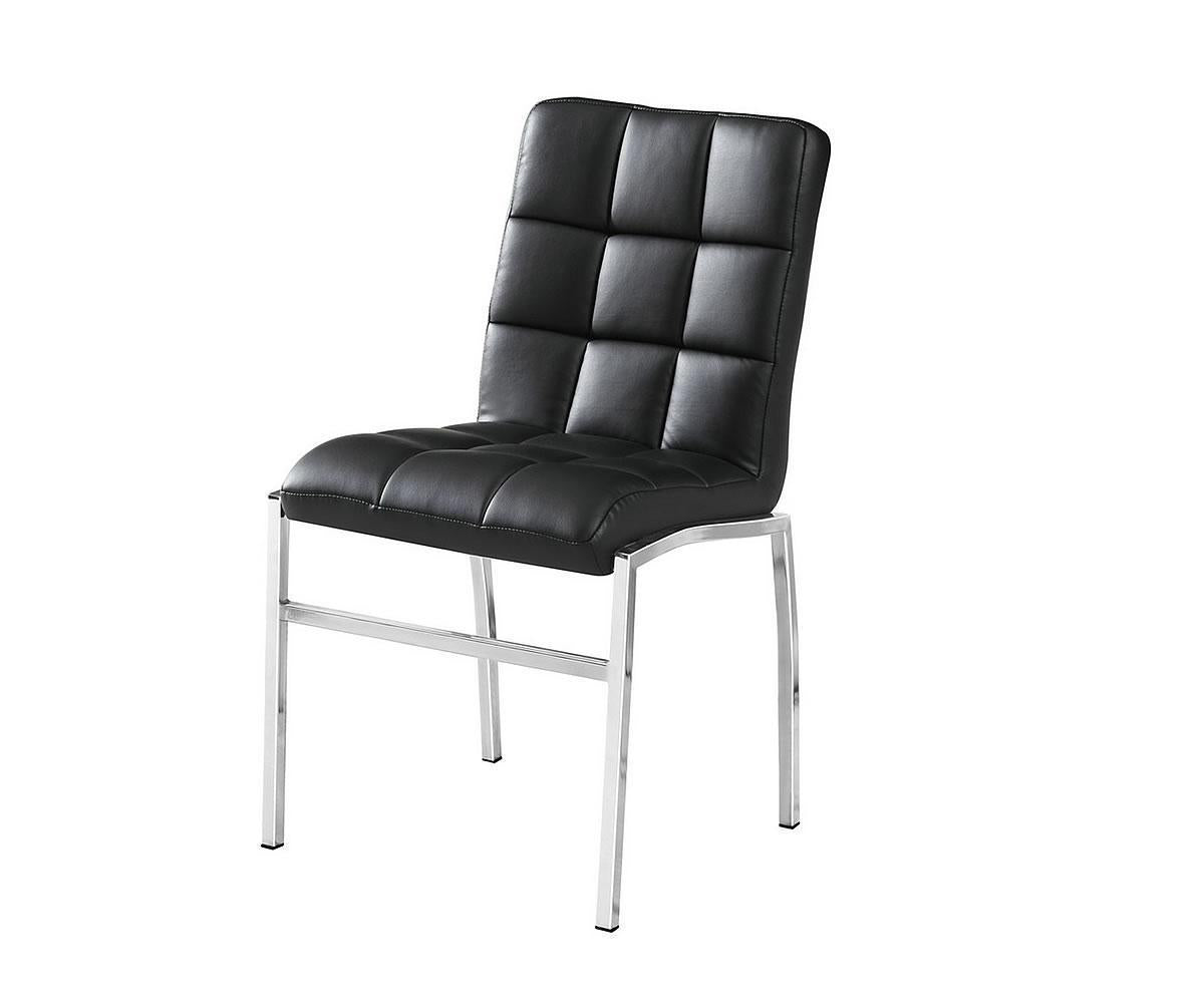 Elegant Black Tufted Faux Leather Dining Chairs, Durable Set of 4
