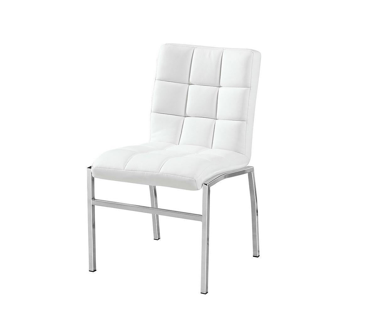 Elegant White Tufted Faux Leather Dining Chairs - Set of 4