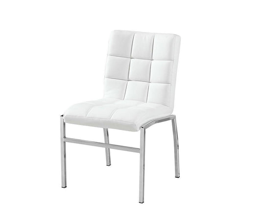 Elegant White Tufted Faux Leather Dining Chairs - Set of 4