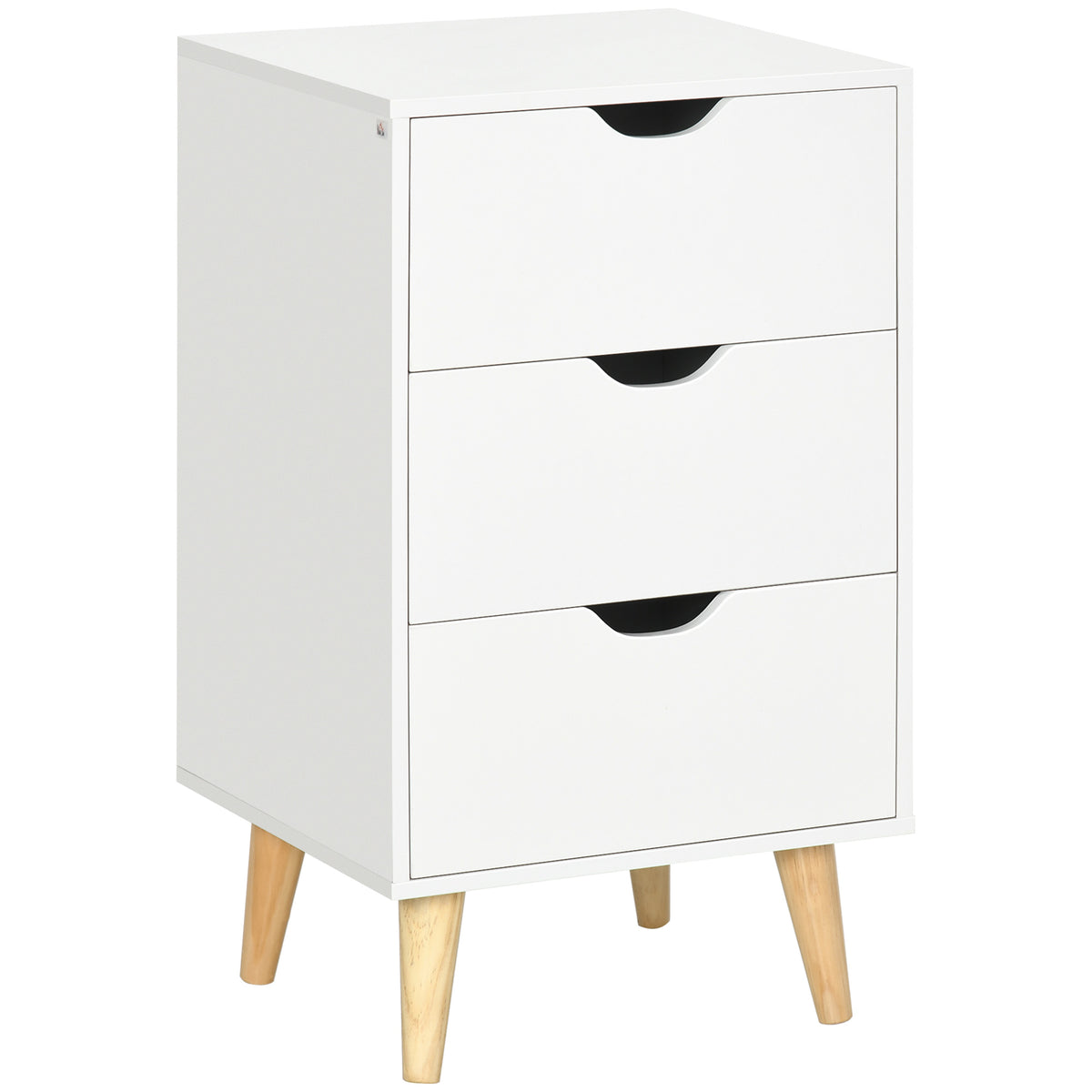 3-Drawer Nightstand with Wood Legs – 16"W x 27"H