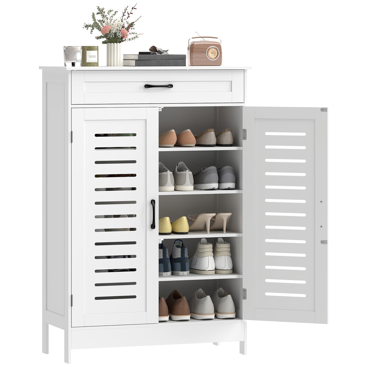 Shoe Cabinet with Louvered Doors – 31"W x 46"H