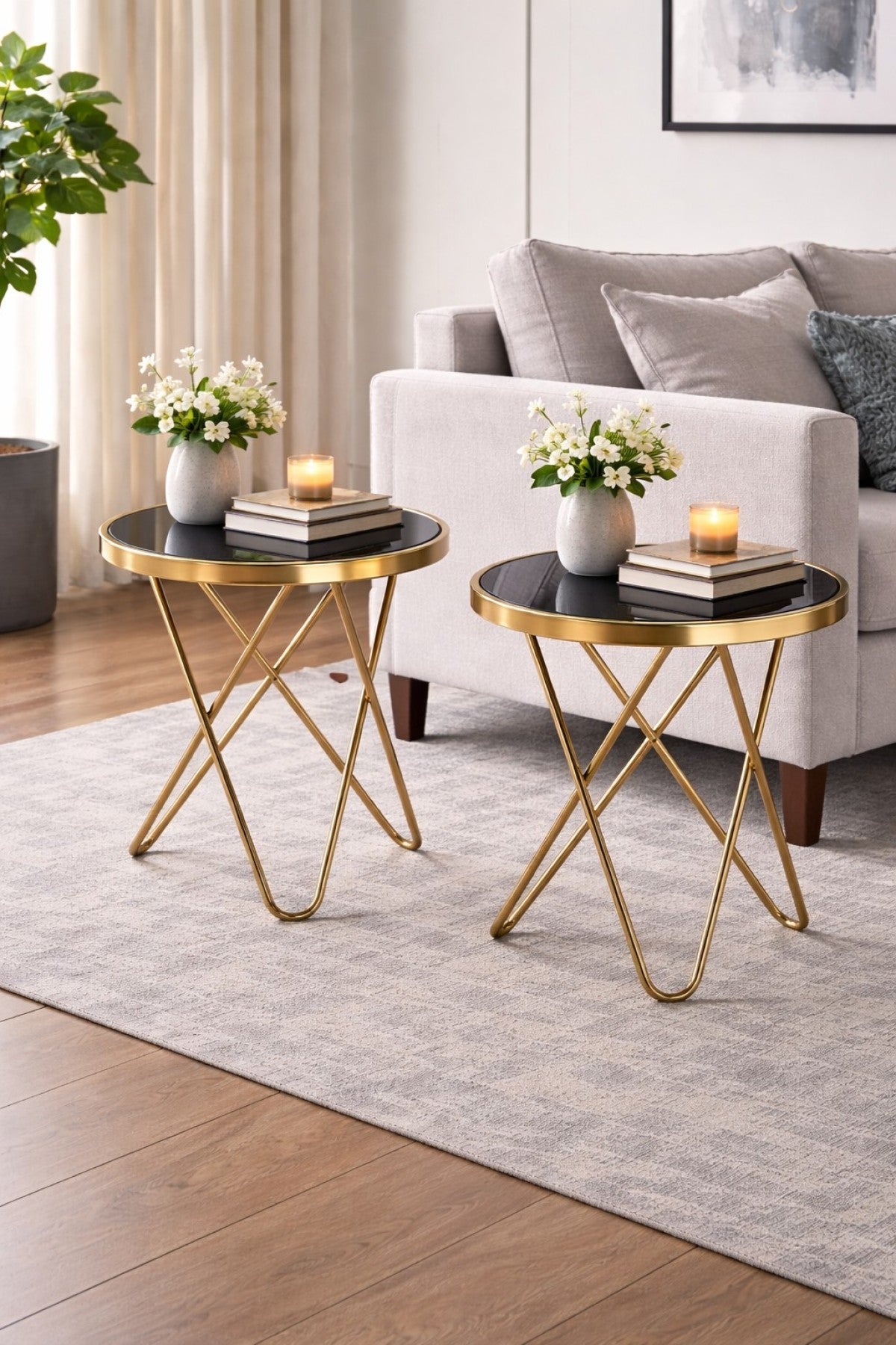 Glass Accent Table – Rose Gold