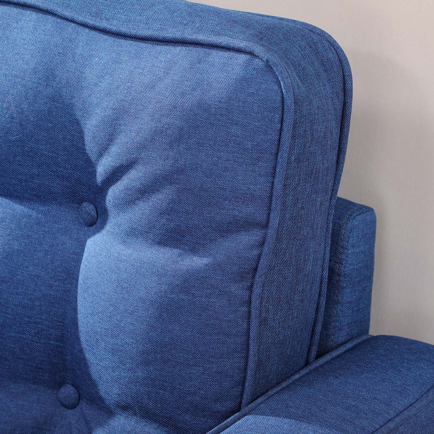 HOMCOM Mid-Century Velvet Fabric Small Sofa Couch, Button-Tufted Back, Wood Legs