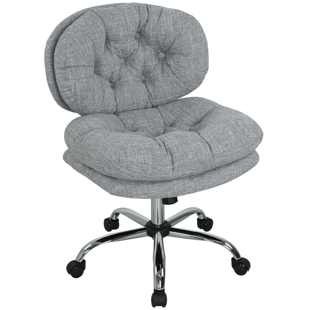 Computer Desk Chair, Armless Office Chair with Wide Padded Seat, Adjustable Height, Tilt Function, Grey