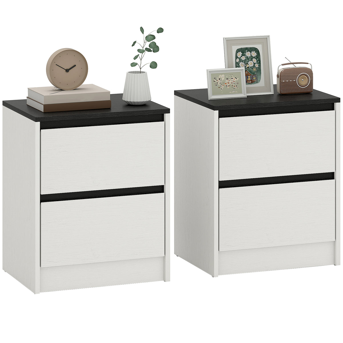 Modern 2-Drawer Nightstands, Set of 2 – 18"W x 22"H