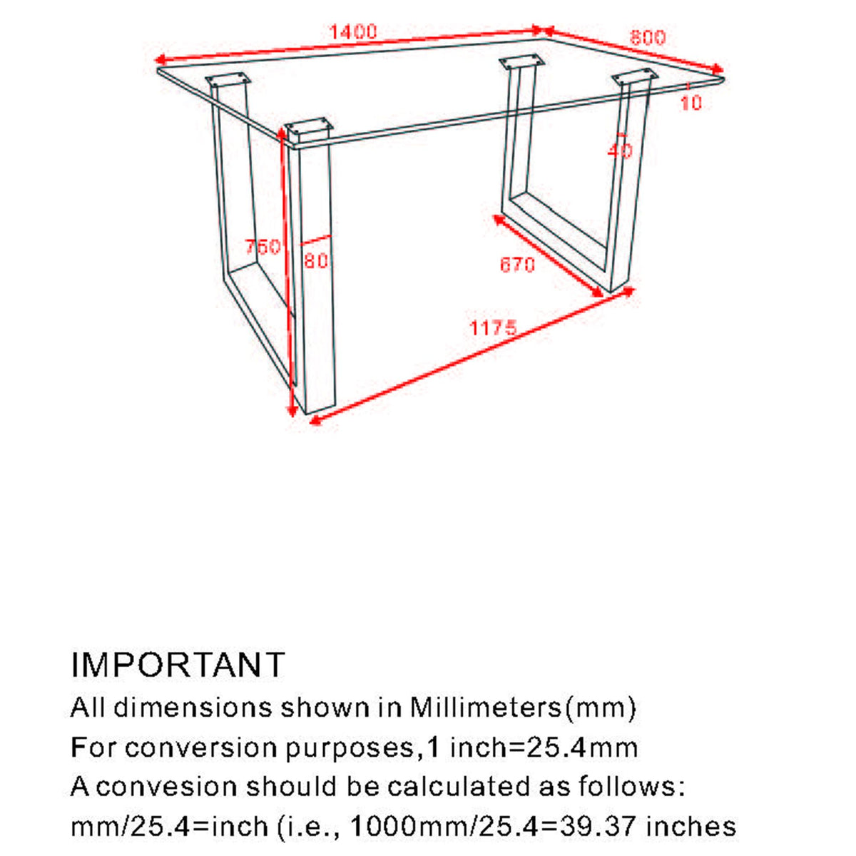 Glass Rectangular Dining Table, 55" in Black