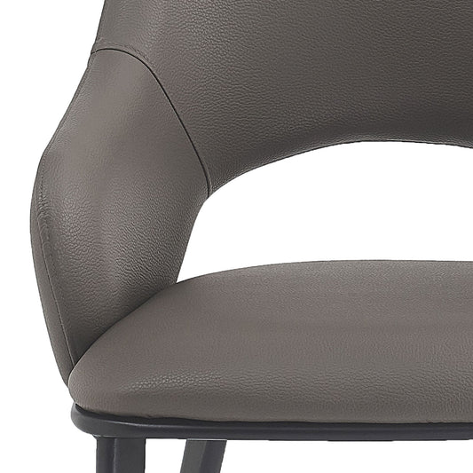 Cutout-Back Faux Leather Dining Chair, Set of 4 in Stone and Black
