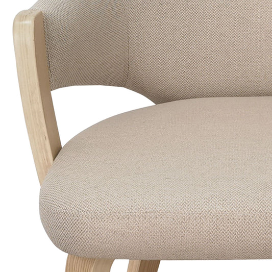 Contoured Upholstered Dining Chair, Set of 2 in Toffee and Natural