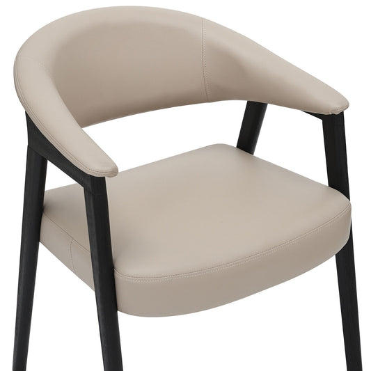 Curved-Back Faux Leather Dining Chair, Set of 2 in Mushroom and Black