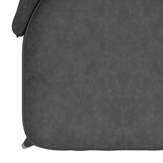 Piped Faux Leather Dining Chair, Set of 2 in Vintage Grey and Black