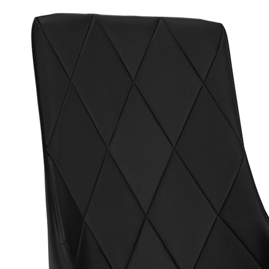 Curved-Back Faux Leather Dining Chair, Set of 2 in Black and Aged Gold