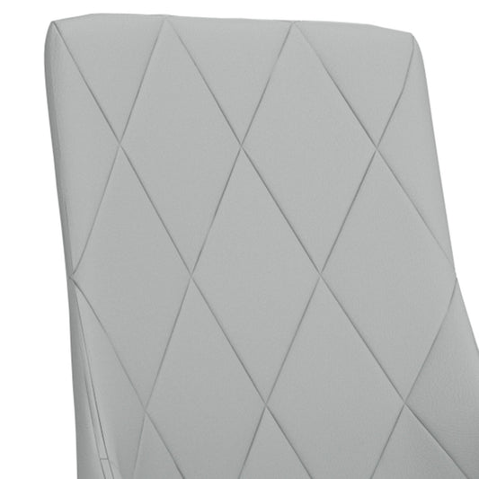 Curved-Back Faux Leather Dining Chair, Set of 2 in Light Grey and Aged Gold