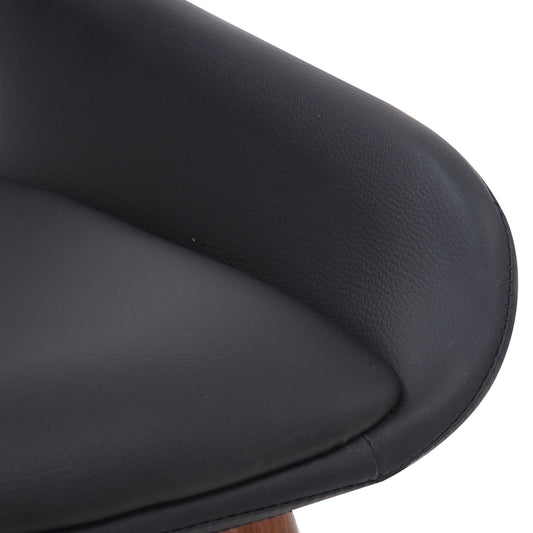 Bentwood Faux Leather Dining Chair in Black Faux Leather and Walnut