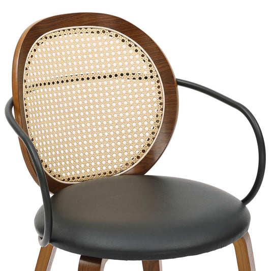 Wraparound Dining Chair, Set of 2 in Walnut and Black