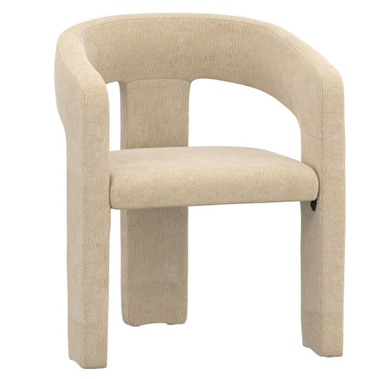 Curved-Back Upholstered Dining Chair, Set of 2 in Beige