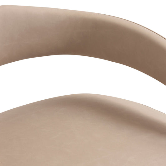 Crown-Back Faux Leather Dining Chair, Set of 2 in Beige