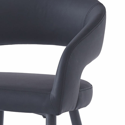 High-Back Faux Leather 26" Counter Stool, Set of 2 in Black and Black