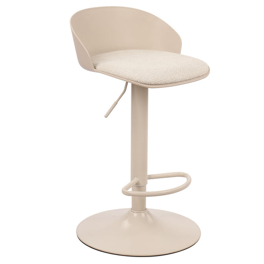 Upholstered Adjustable Air-Lift Stool, Set of 2 in Beige