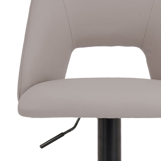 Cutout-Back Faux Leather Adjustable Air-Lift Stool, Set of 2 in Beige and Black