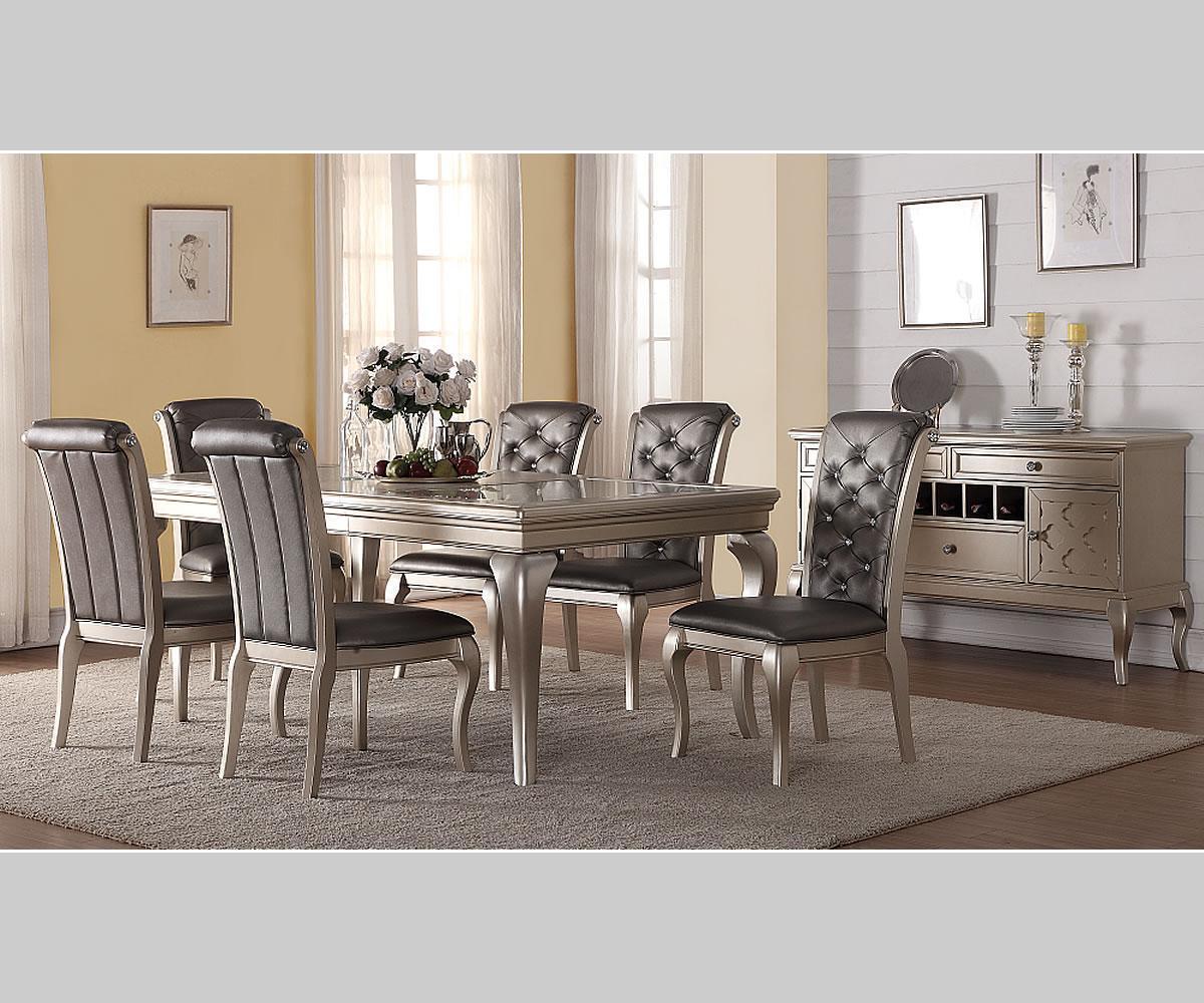 Elsa DT-006 DTS Silver Grey Dining Set with Tufted Upholstered Chairs