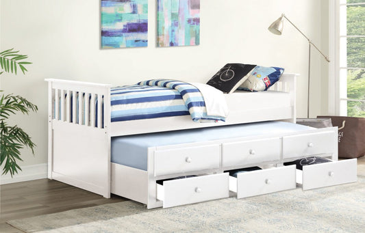Solid Wood Captain's Daybed with Trundle and Storage