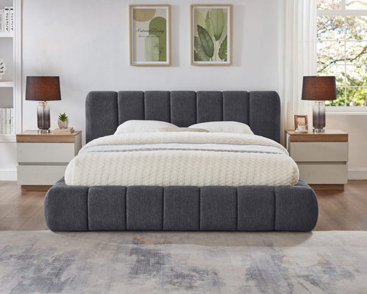 Titus T2240 Modern Channel Tufted Chenille Platform Bed Frame